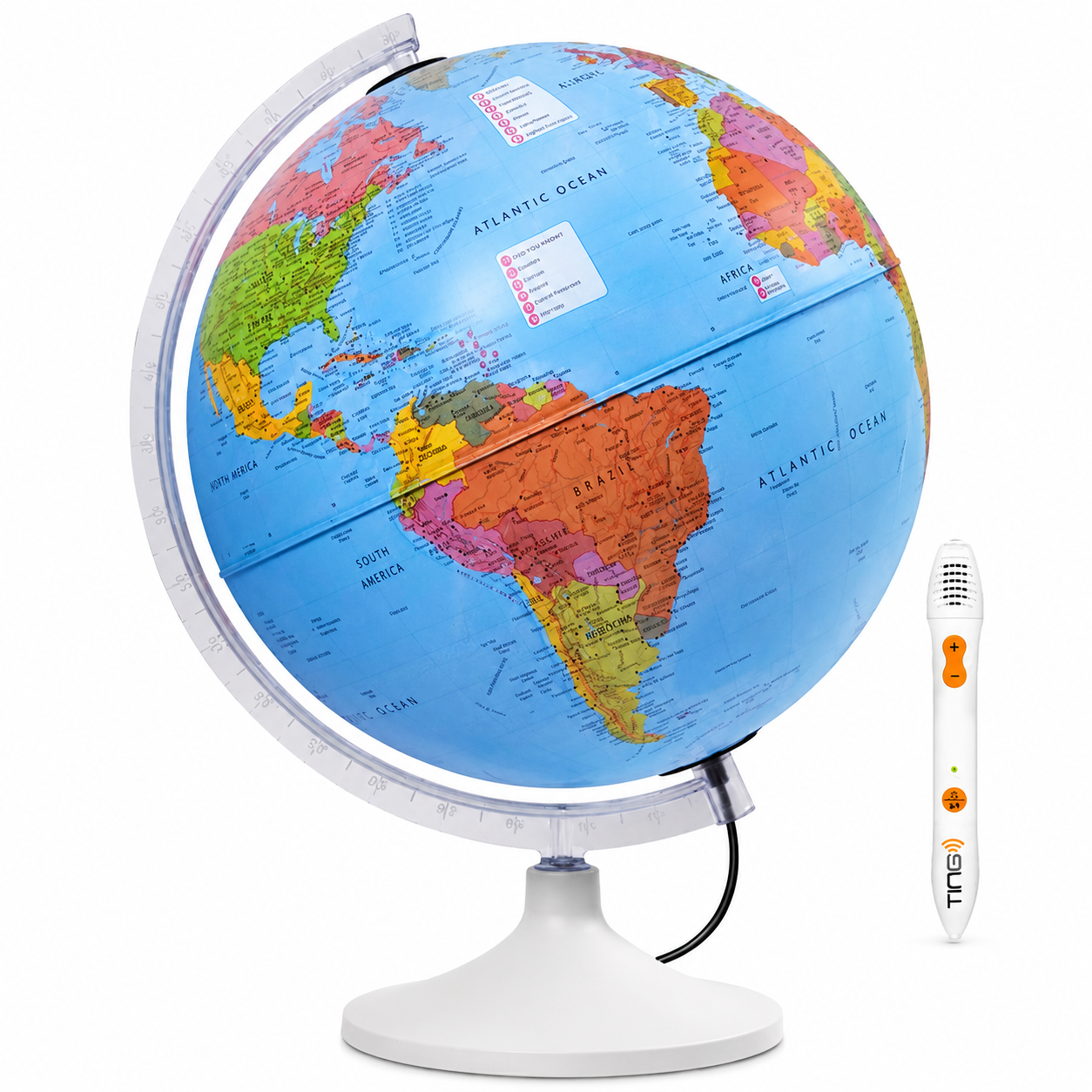 Glob pamantesc interactiv iluminat 30 cm – glob educational cu informatii audio in limba engleza - imagine 5